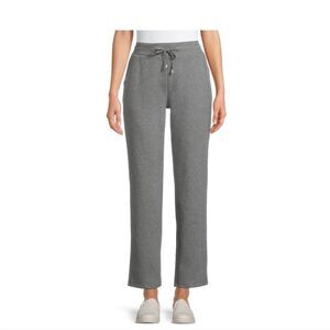 NWT Time & Tru Women's High Rise Drawstring Waist knit Pants Grey Large